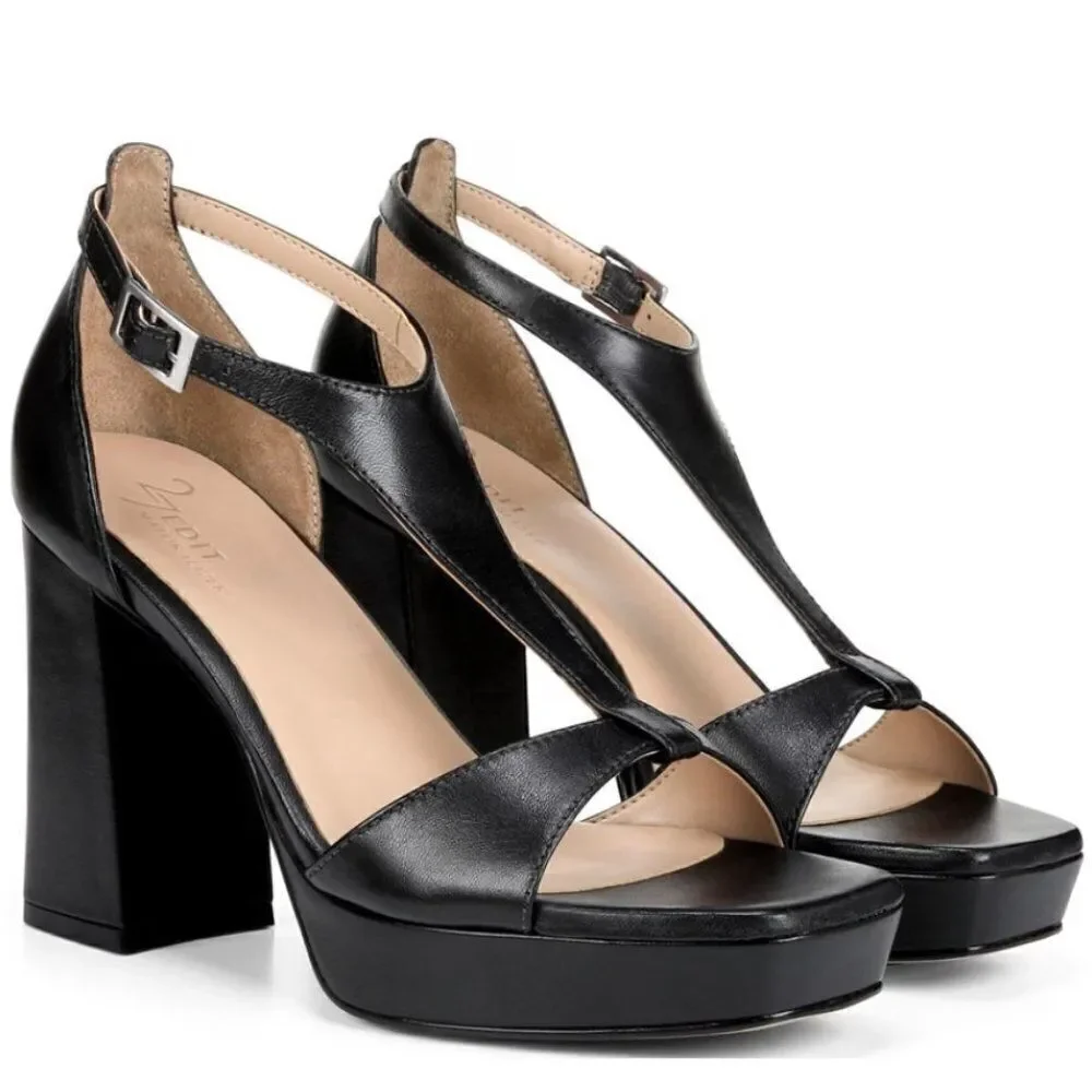 27 EDIT Naturalizer Jae Leather T-Strap Platform Dress Sandals (Wide)
